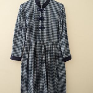 Dress - Navy Blue Plaid